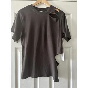 Rare/self WOMENS Deconstructed Gray Cotton Tshirt, Size-3